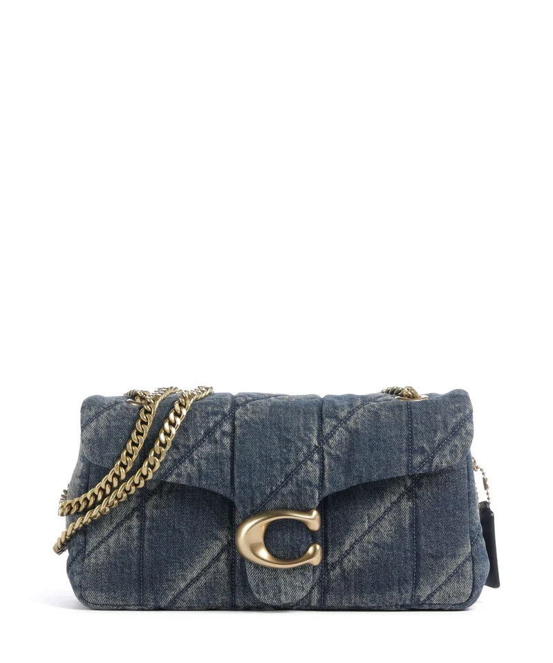 Coach Tabby Soft Quilted Loved Denim 26 Axelremsväska dark indigo