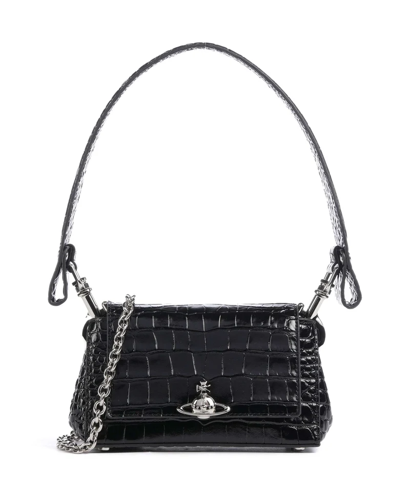 Vivienne Westwood Hazel Embossed Croc Small Axelremsväska black