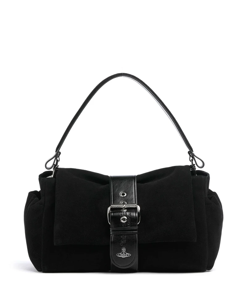 Vivienne Westwood Hazel Suede Treasure XL Axelremsväska black