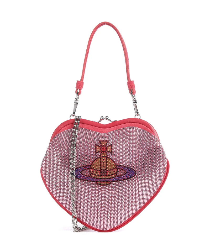 Vivienne Westwood Belle Heart Frame Diamante Crossover väska pink