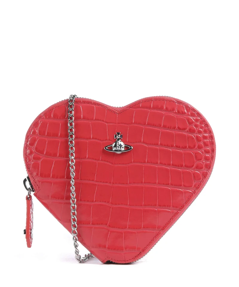 Vivienne Westwood Heart Embossed Croc Crossover väska coral
