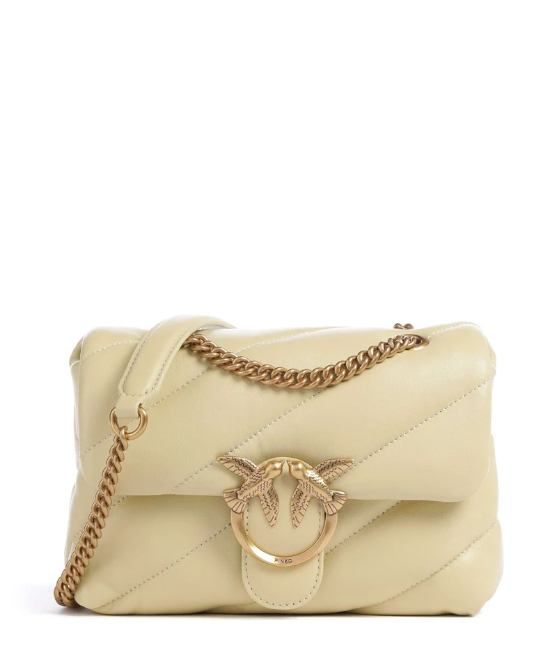 Pinko Love Puff Mini Axelremsväska giallo vaniglia/antique gold