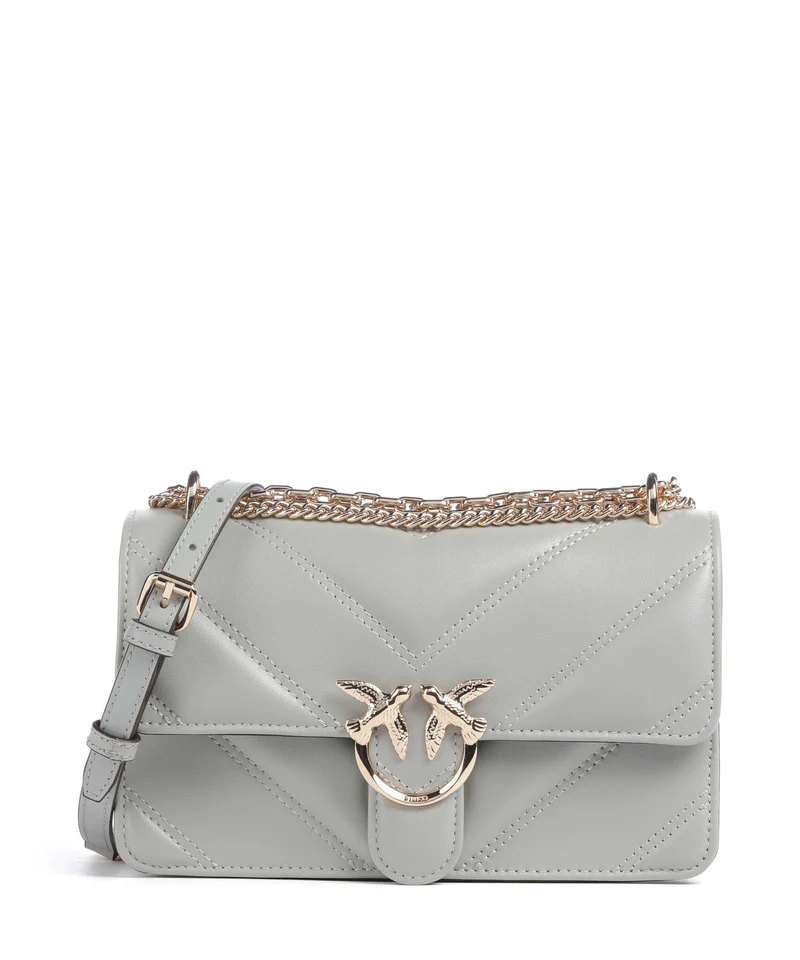 Pinko Love One Mini Axelremsväska grigio perla/gold mordore