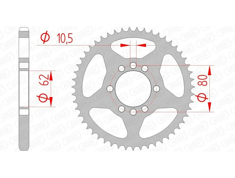 AFAM Steel Standard Rear Sprocket 12204 - 428 12204-51