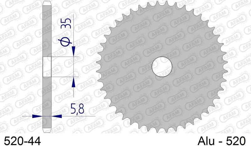 AFAM Aluminium Ultra-Light Hard Anodized Rear Sprocket 17404 - 520 520-44