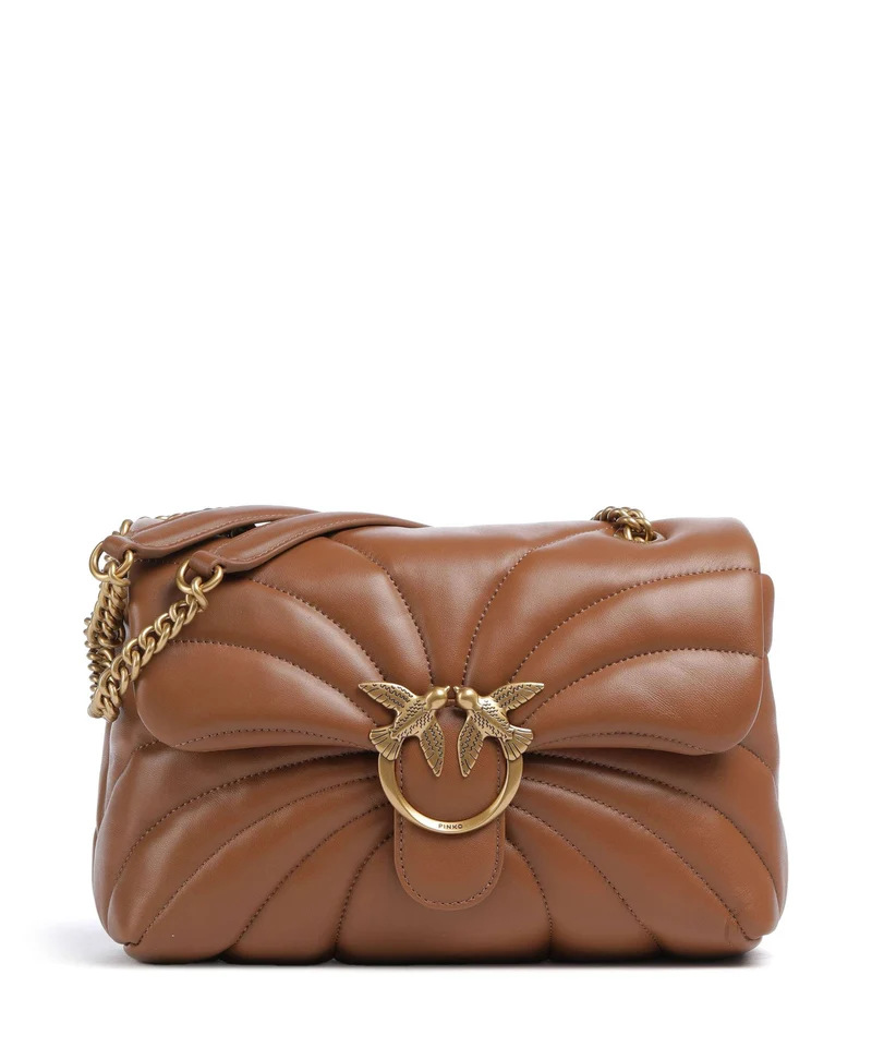 Pinko Love Puff Classic Axelremsväska marrone/leone/antique gold