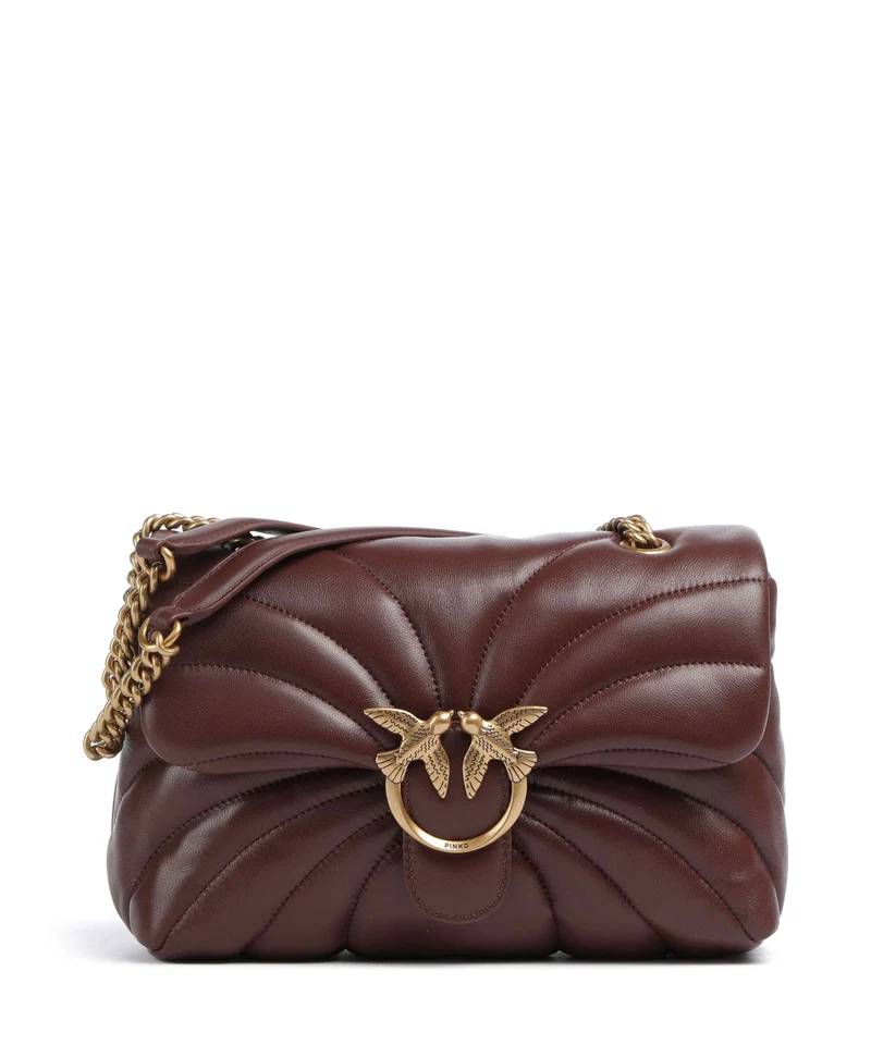 Pinko Love Puff Classic Axelremsväska burgundy wine/antique gold