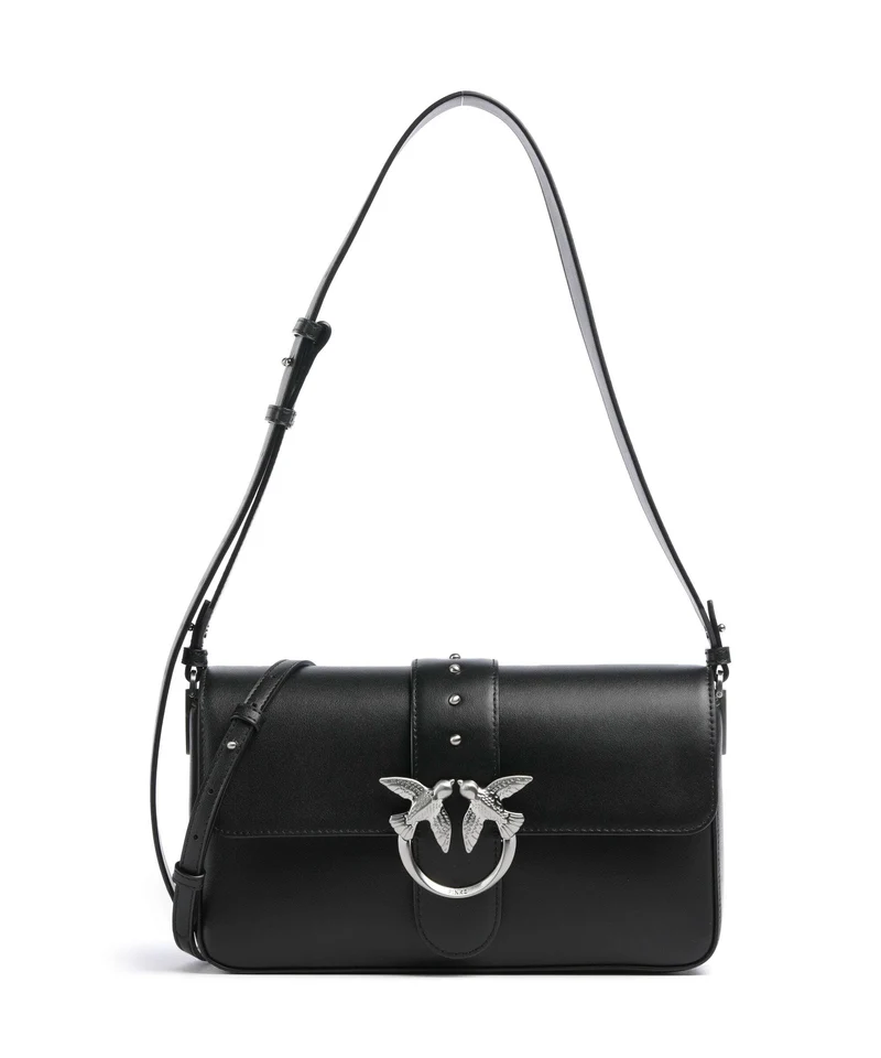 Pinko Love One Classic Slouchy Axelremsväska nero limousine/matt silver