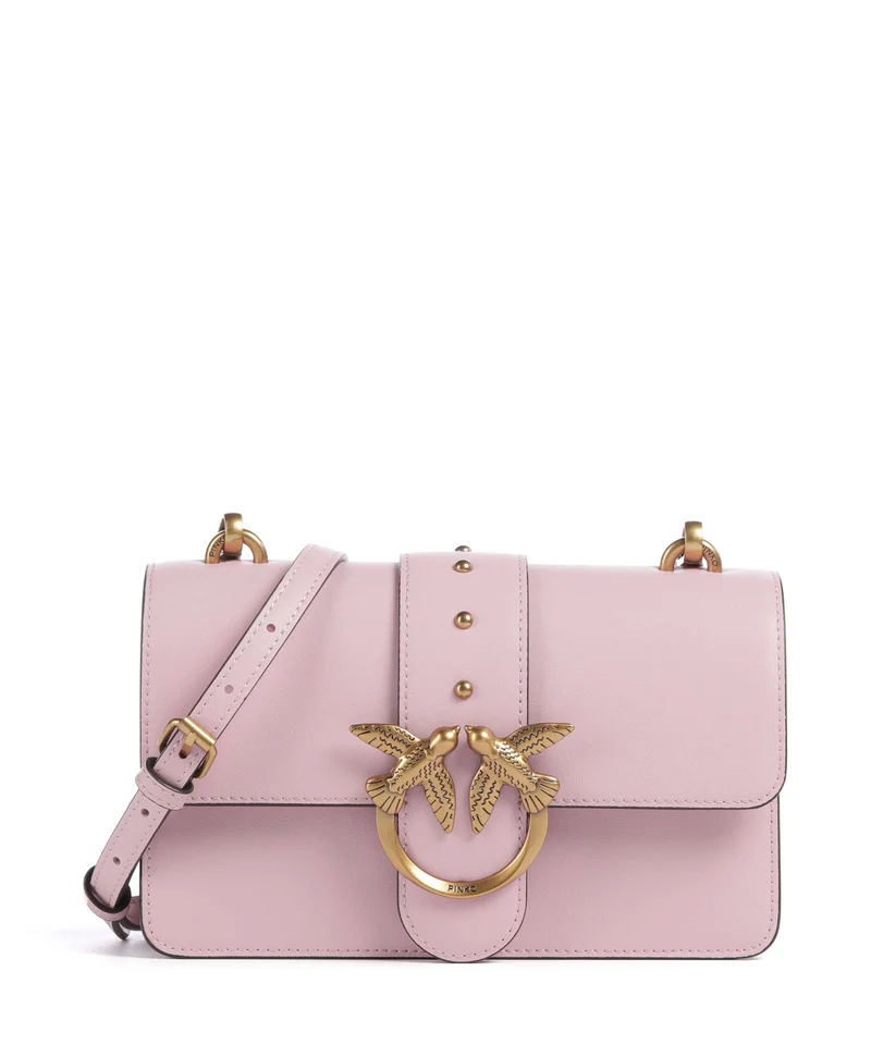 Pinko Love One Mini Crossover väska rosa chiaro/antique gold
