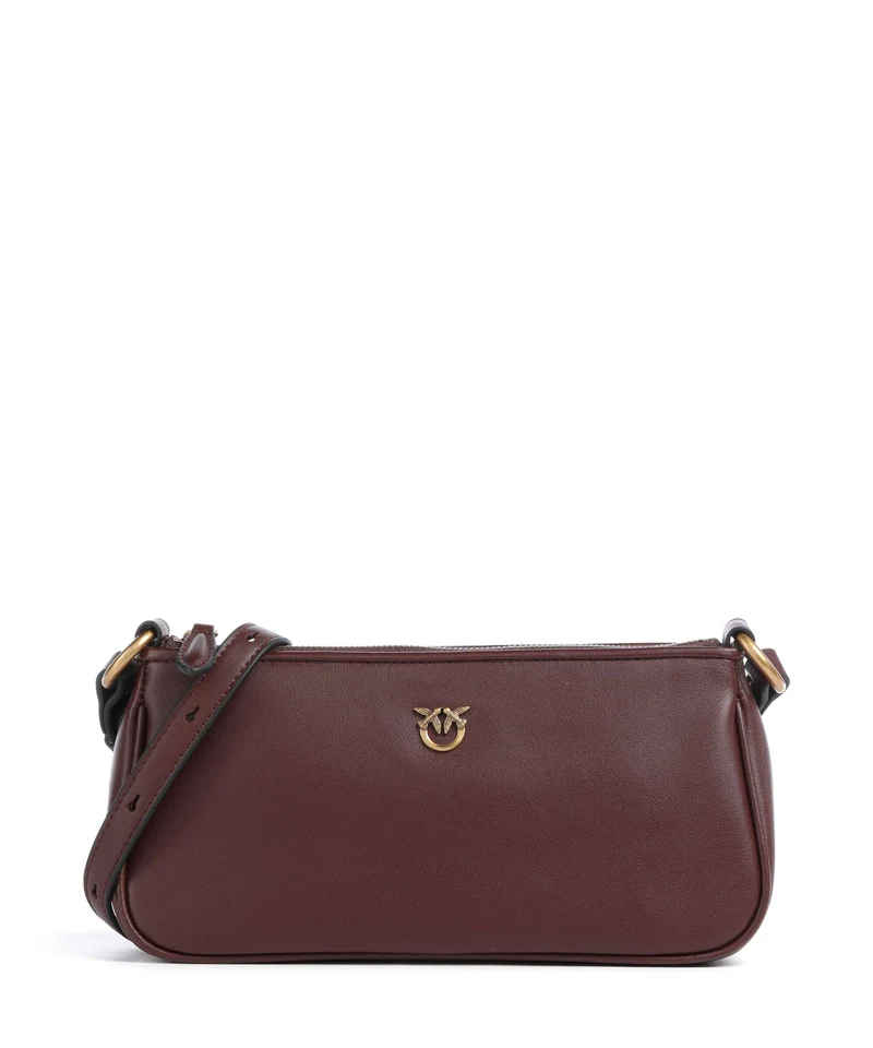 Pinko Half Moon Mini Crossover väska burgundy wine/antique gold