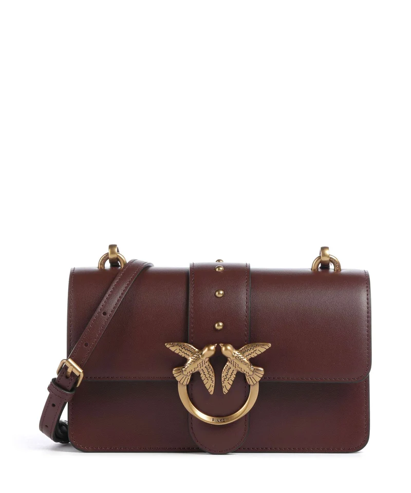 Pinko Love One Mini Crossover väska burgundy wine/antique gold