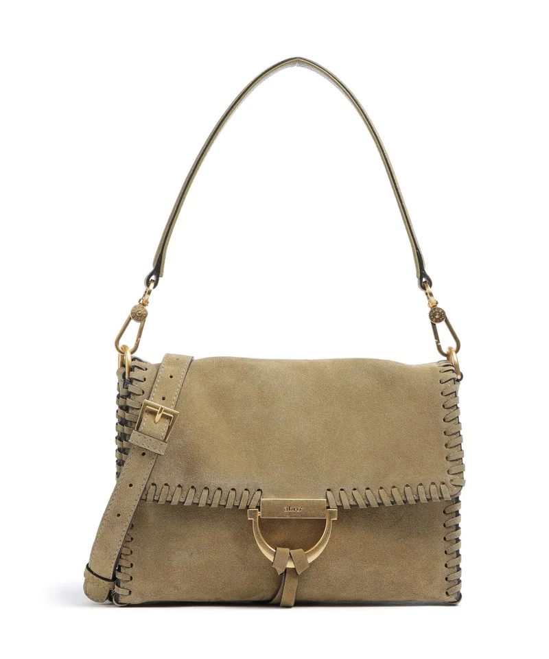 Abro Suede Temi Stitch Axelremsväska mud