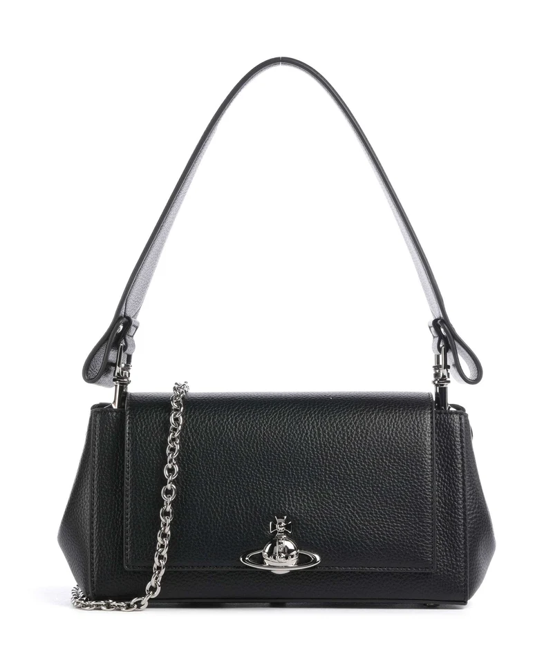 Vivienne Westwood Hazel Grain Medium Axelremsväska black
