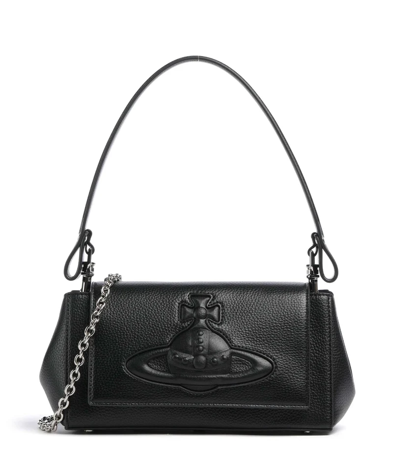 Vivienne Westwood Hazel Grain Medium Axelremsväska black