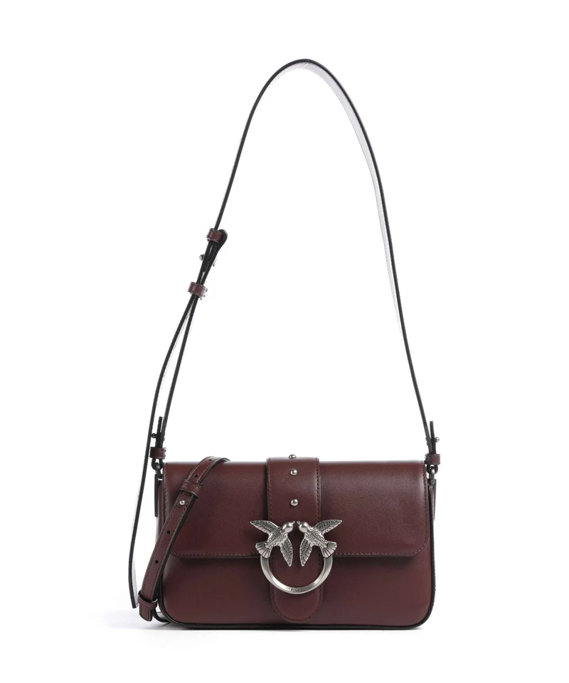 Pinko Love One Mini Slouchy Axelremsväska burgundy wine/old silver