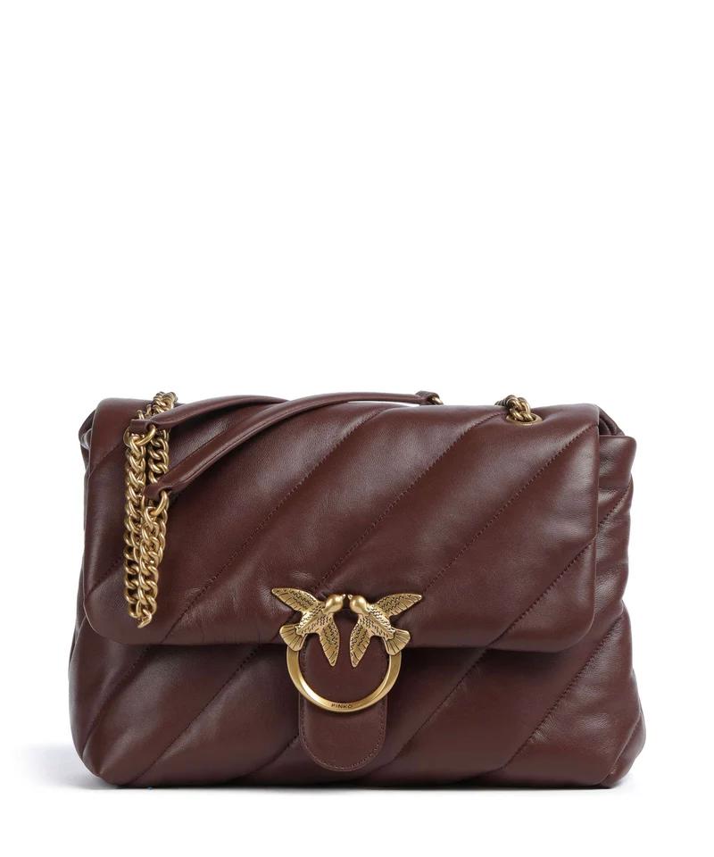 Pinko Love Puff Big Axelremsväska burgundy wine/antique gold