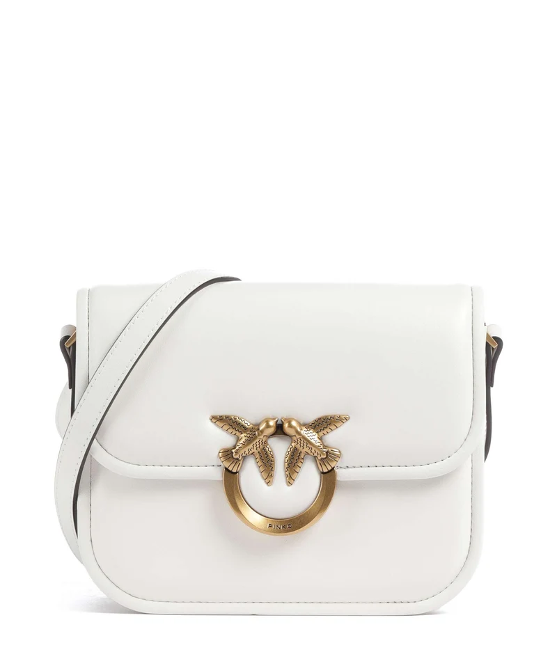 Pinko Love One Mini Crossover väska bianco nembo/antique gold