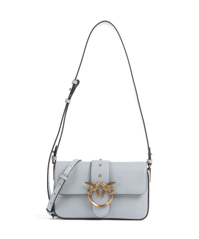 Pinko Love One Mini Slouchy Axelremsväska azzurro celeste/antique gold