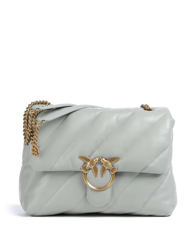 Pinko Love Puff Big Axelremsväska grigio perla/antique gold