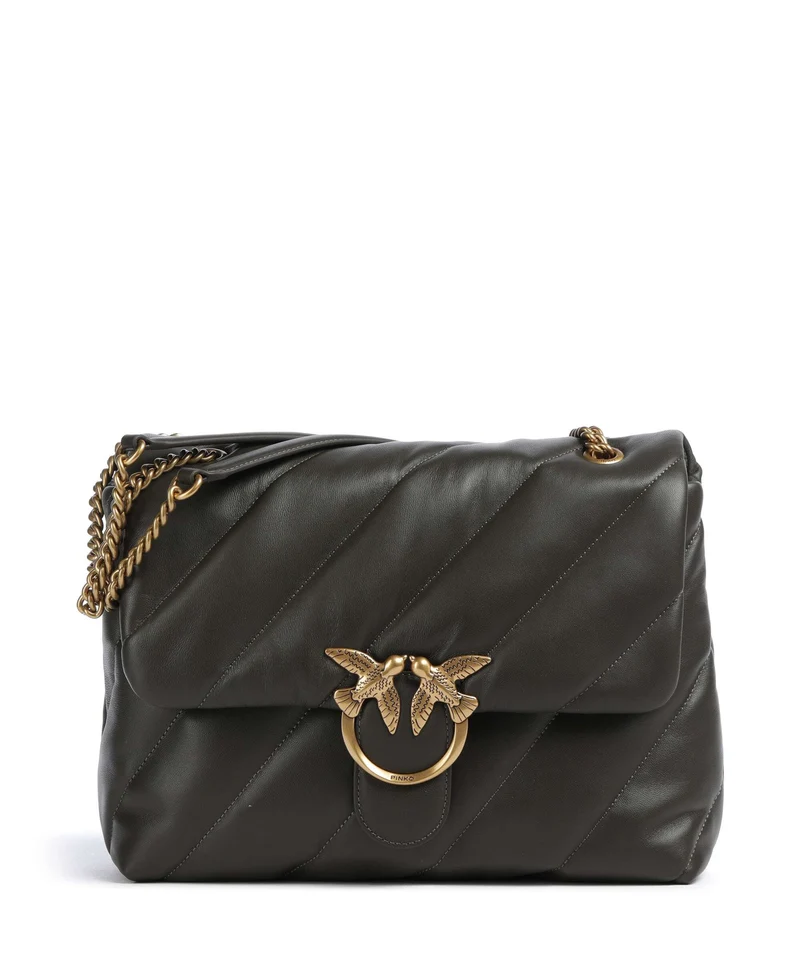 Pinko Love Puff Big Axelremsväska verde fango/antique gold