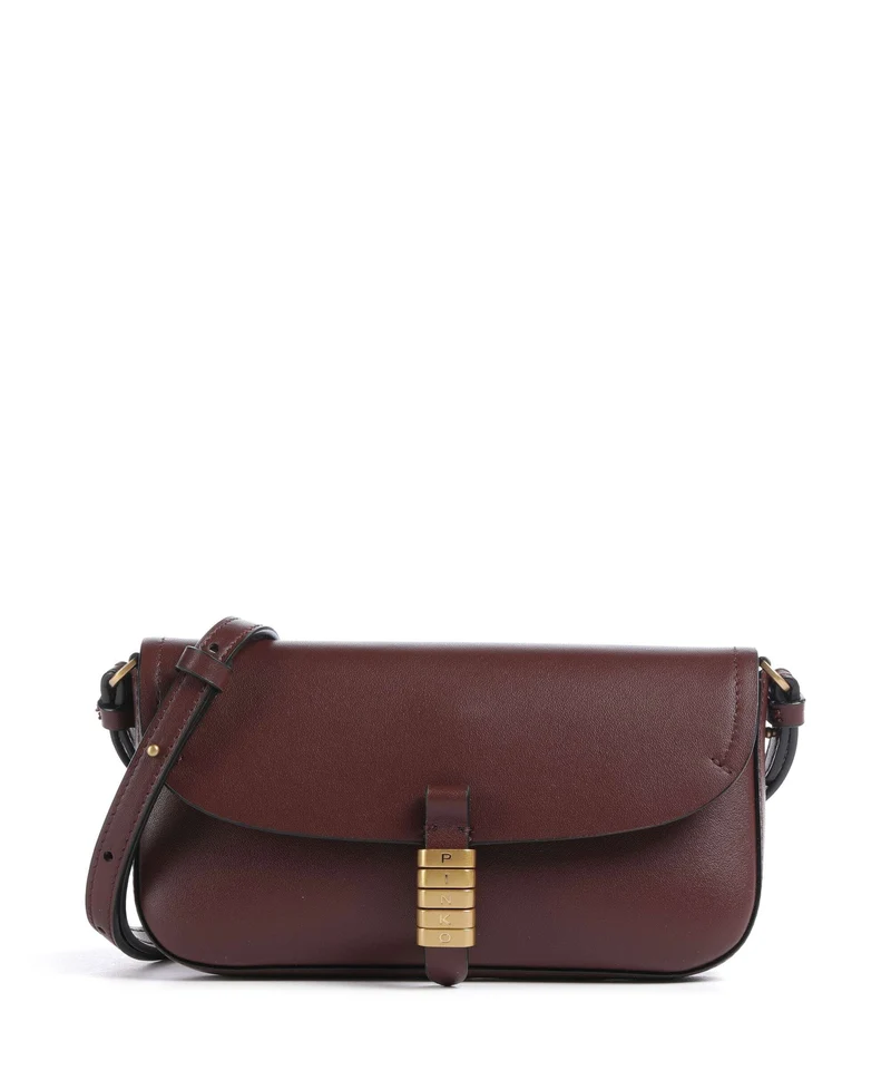 Pinko Saddle Flat Crossover väska rosso vino/antique gold