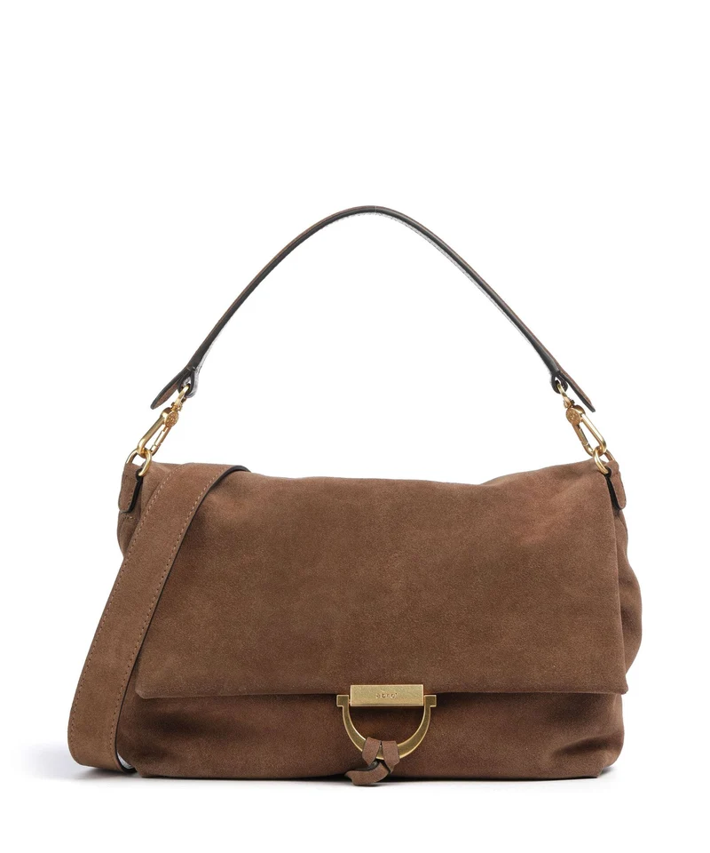 Abro Suede Temi Large Axelremsväska wood