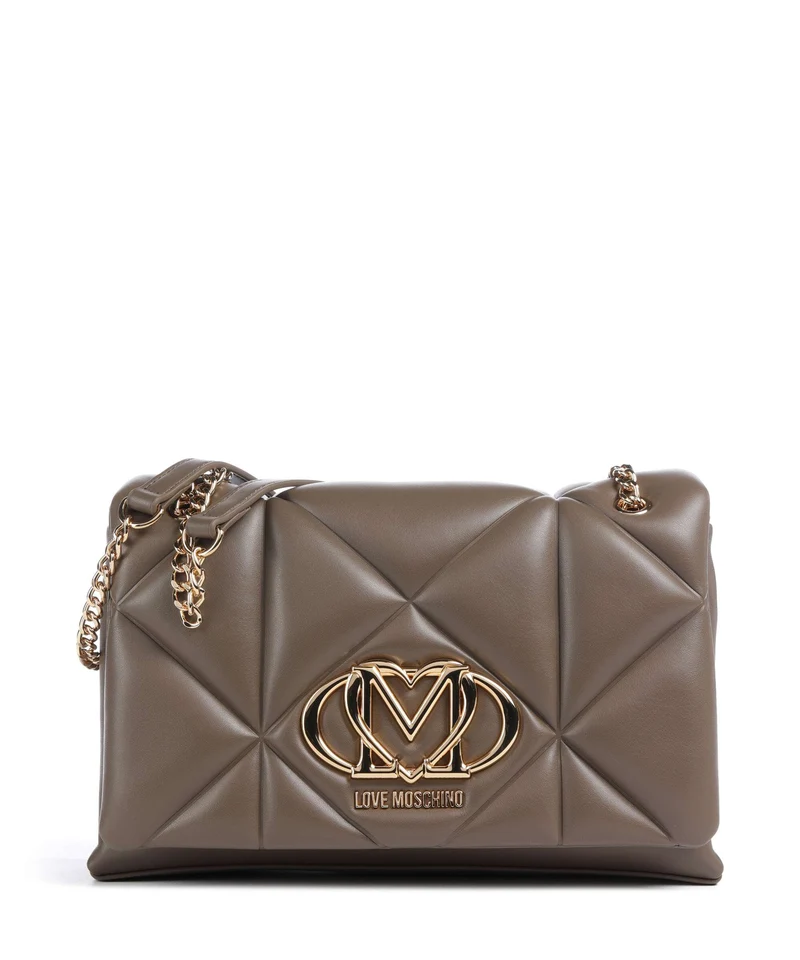 Love Moschino Embossed Q Axelremsväska mud