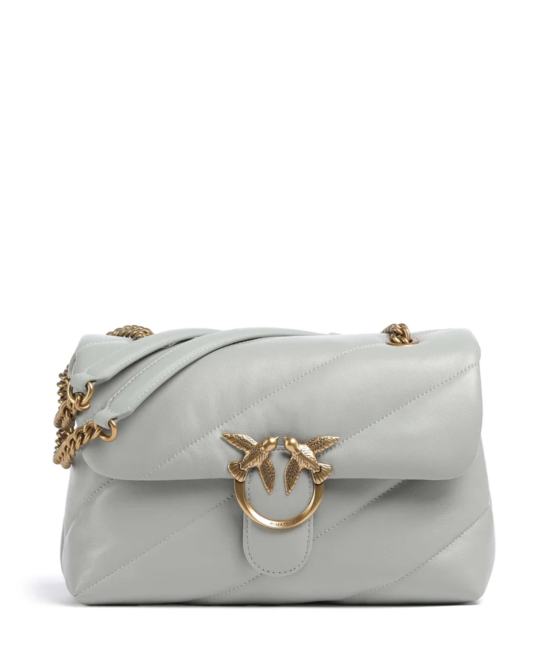 Pinko Love Puff Classic Axelremsväska grigio perla/antique gold