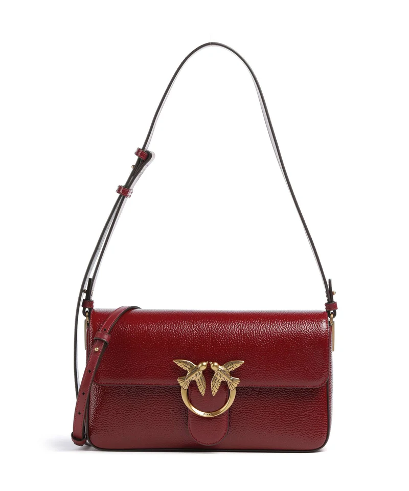 Pinko Love One Classic Slouchy Axelremsväska rosso scuro/antique gold