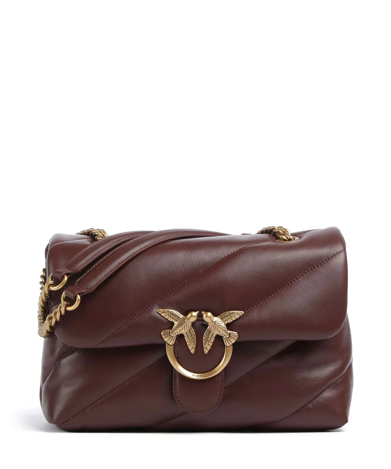 Pinko Love Puff Classic Axelremsväska rosso vino/antique gold