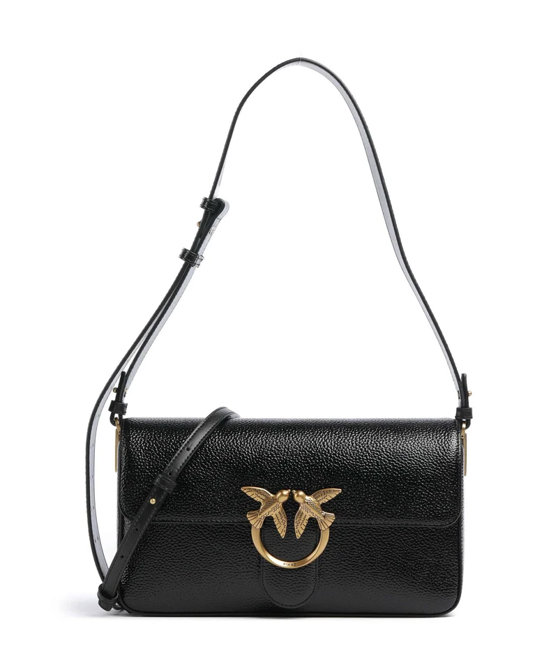 Pinko Love One Classic Slouchy Axelremsväska nero/antique gold