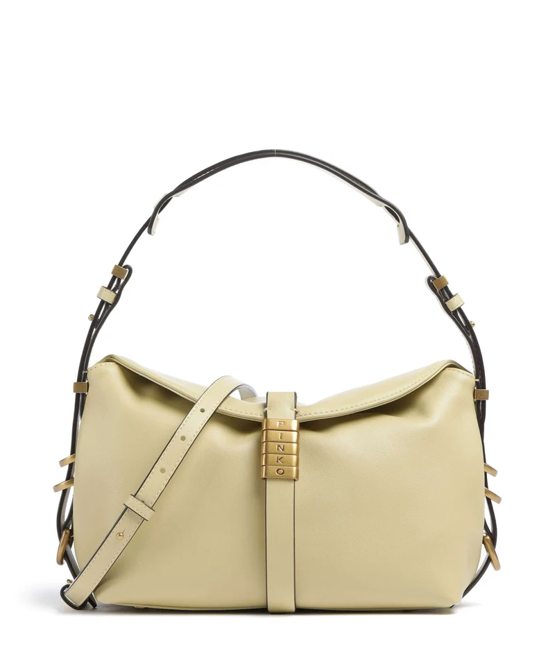 Pinko Saddle Horizontal Mini Axelremsväska giallo vaniglia/antique gold