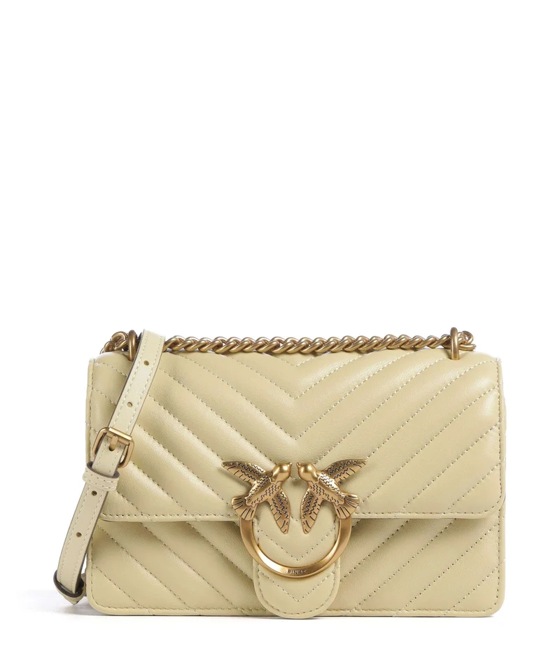 Pinko Love One Mini Axelremsväska giallo vaniglia/antique gold