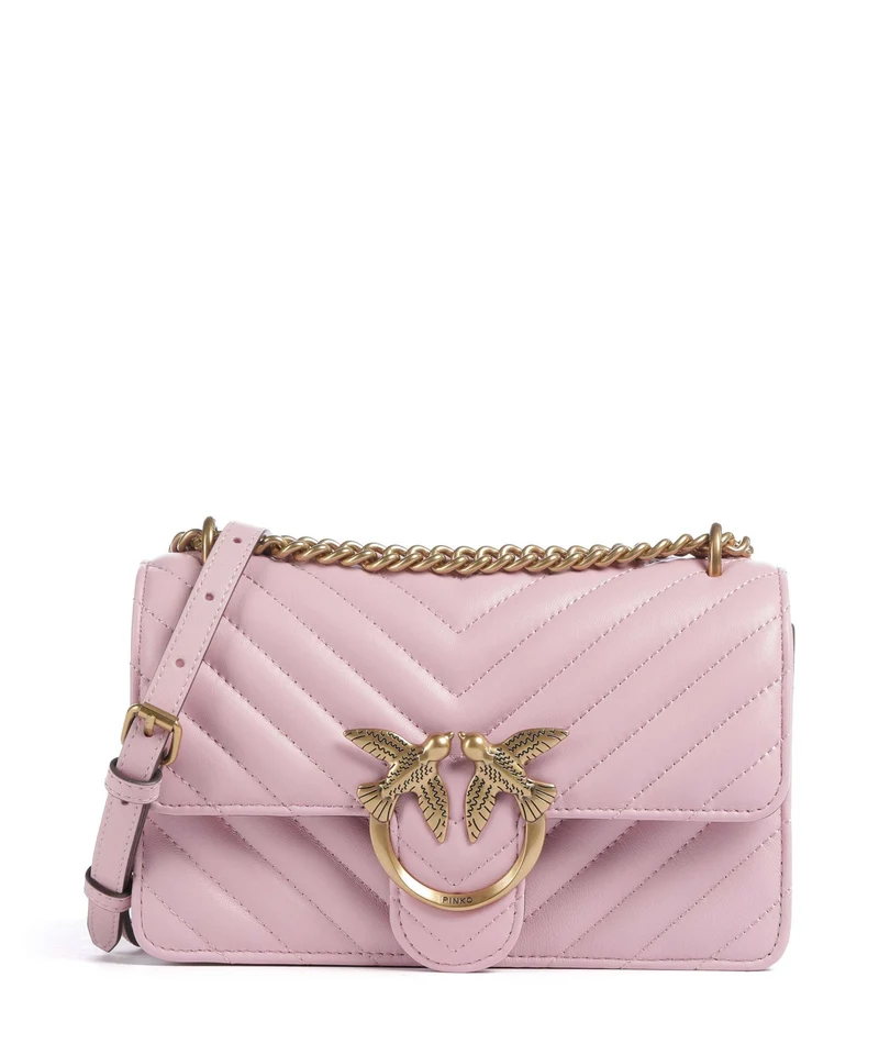 Pinko Love One Mini Axelremsväska rosa chiaro/antique gold
