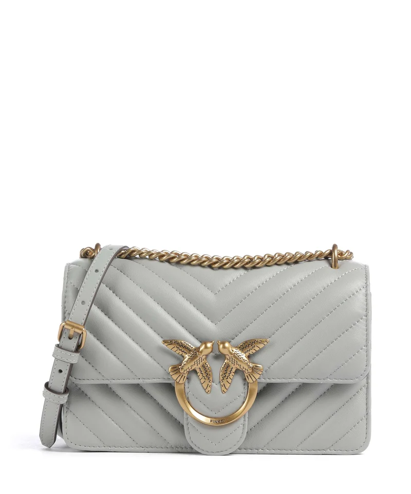 Pinko Love One Mini Axelremsväska grigio perla/antique gold