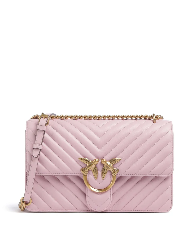 Pinko Love One Classic Axelremsväska rosa chiaro/antique gold
