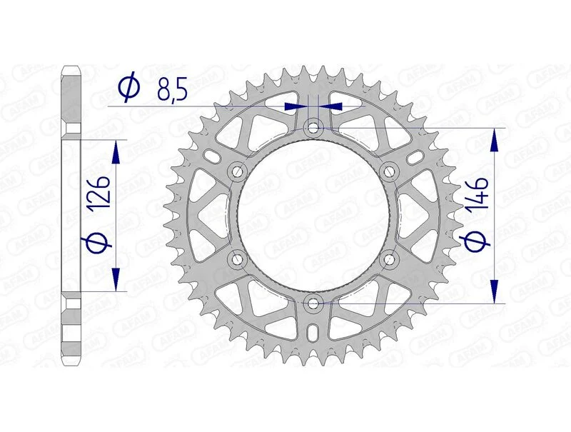AFAM Aluminium Ultra-Light Self-Cleaning Rear Sprocket 15203 - 520 15203+50