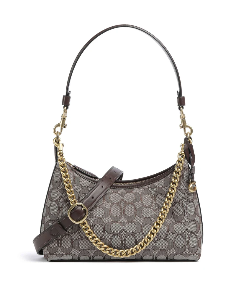 Coach Juliet Signature Jacquard 25 Axelremsväska oak maple