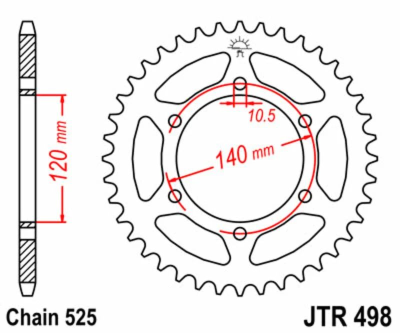 JT SPROCKETS Steel Standard Rear Sprocket 498 - 525 JTR498.38
