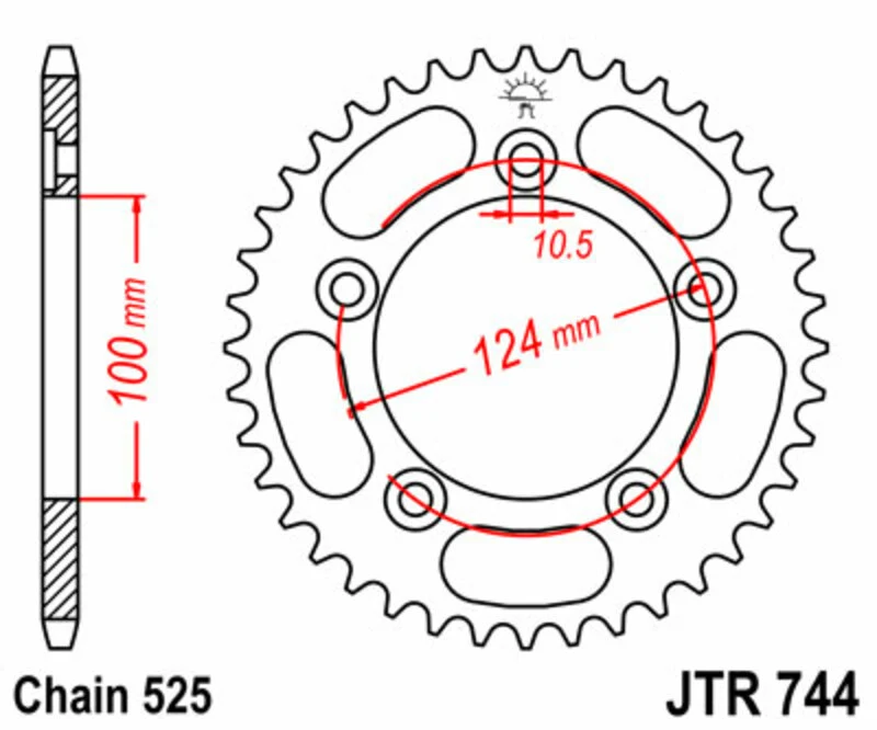 JT SPROCKETS Steel Standard Rear Sprocket 744 - 525 JTR744.39