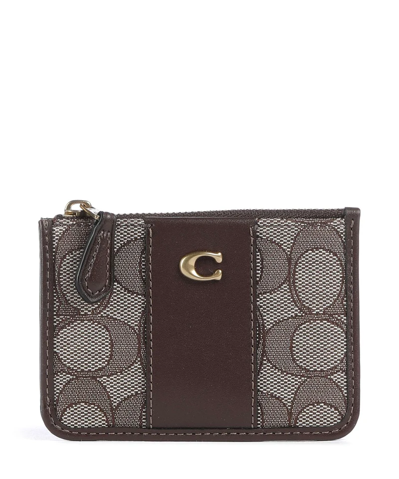 Coach Essential Signature Jacquard Mini Korthållare oak maple