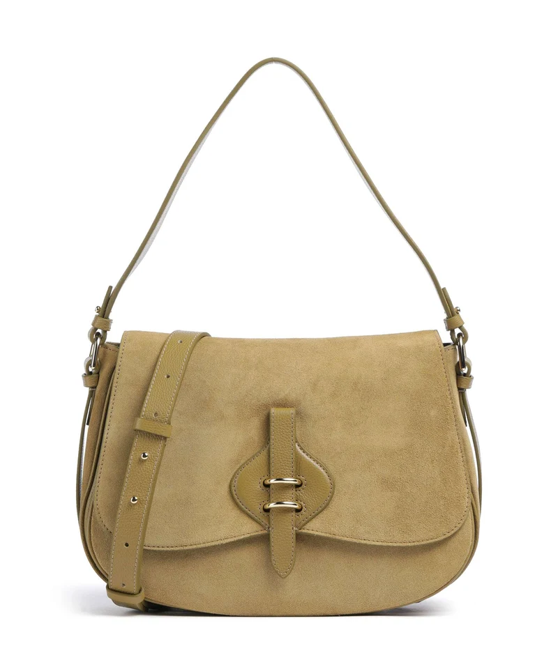 Coccinelle Mavery Suede Axelremsväska seagrass