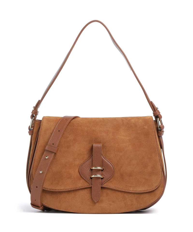 Coccinelle Mavery Suede Axelremsväska cognac