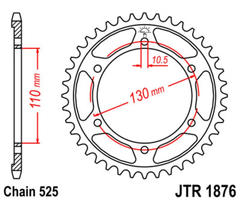 JT SPROCKETS Steel Standard Rear Sprocket 1876 - 525 JTR1876.44