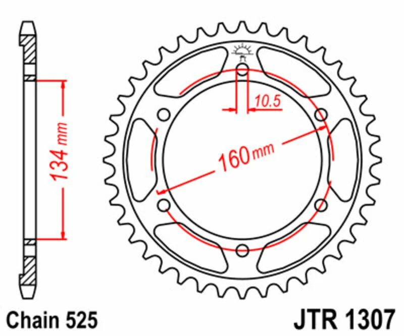 JT SPROCKETS Steel Standard Rear Sprocket 1307 - 525 JTR1307.42