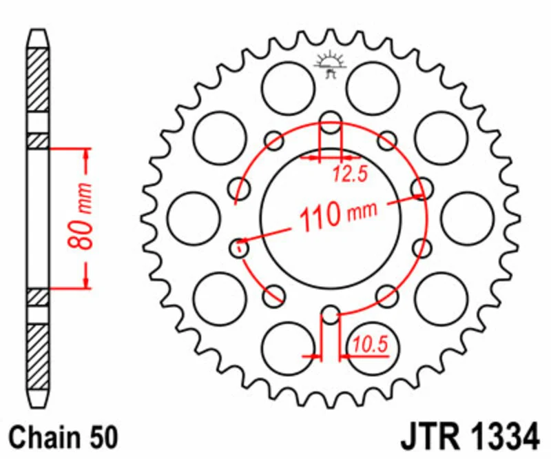 JT SPROCKETS Steel Standard Rear Sprocket 1334 - 530 JTR1334.45