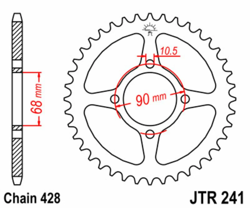 JT SPROCKETS Steel Standard Rear Sprocket 241 - 428 JTR241.53
