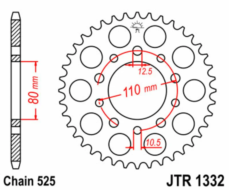 JT SPROCKETS Steel Standard Rear Sprocket 1332 - 525 JTR1332.36