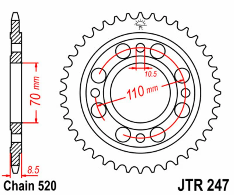 JT SPROCKETS Steel Standard Rear Sprocket 247 - 520 JTR247.36