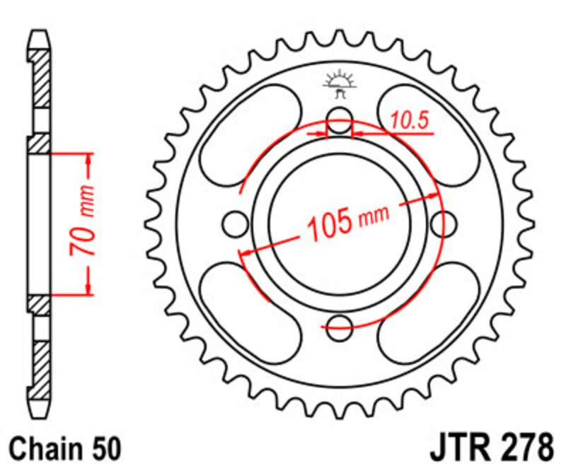 JT SPROCKETS Steel Standard Rear Sprocket 278 - 530 JTR278.36